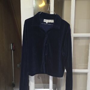 Elegant Navy Velvet Blazer by Bebe